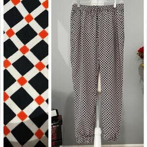 NEW Michael Kors Windowpane Check Elastic Drawstring Multicolor Joggers 6 NWOT